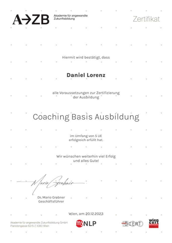 Zertifikat Coaching Basisausbildung