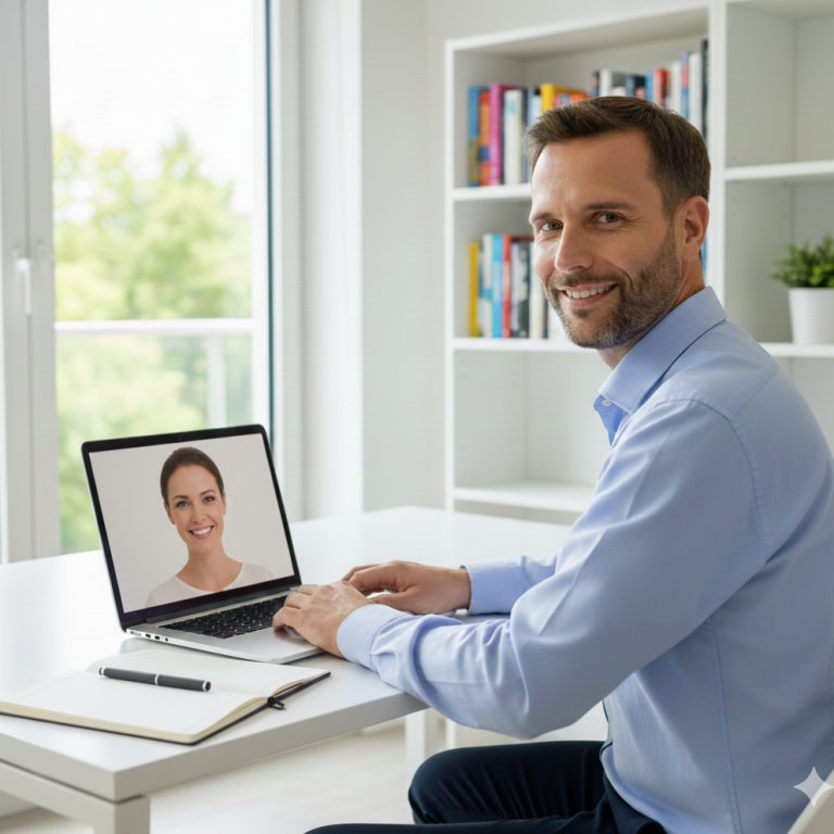 Onlinebesprechung zwischen Coach und Klientin