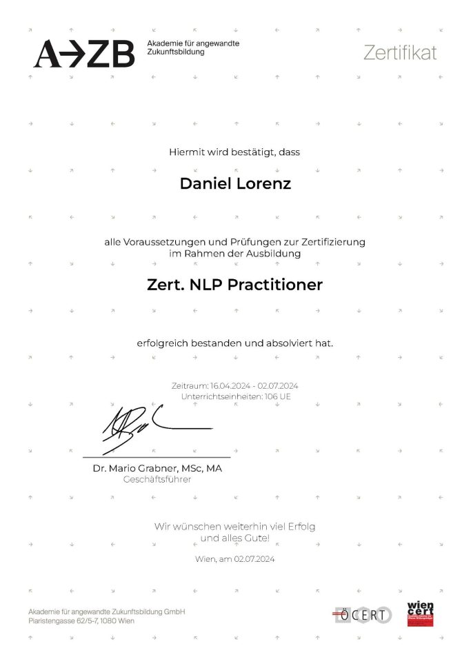 Zertifikat NLP Practitioner